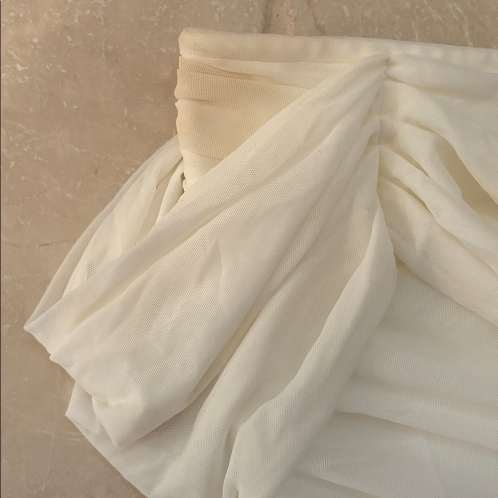 Fashion Nova Ruched White Midi Dress - Picture 4 of 7